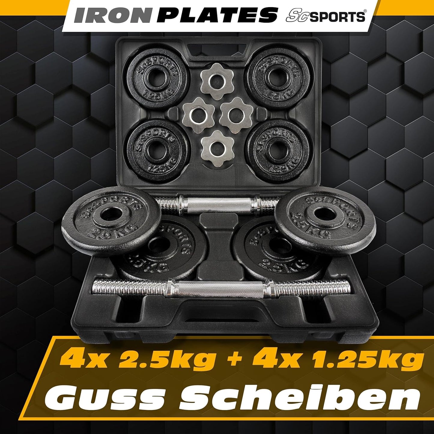 Kurzhantel Set mit Koffer 15 - 20 kg - Gorilla Sports DE