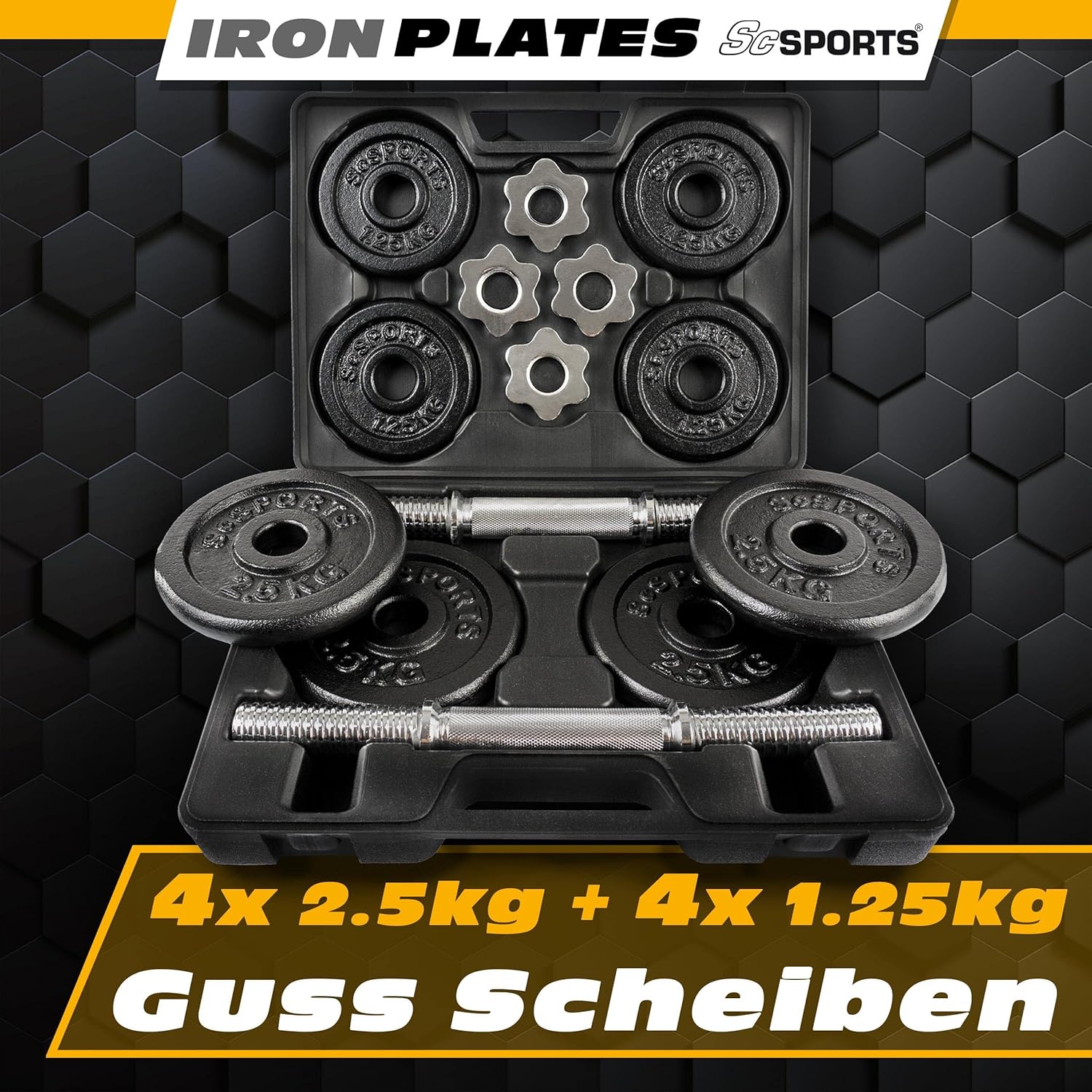 Kurzhantel Set mit Koffer 15 - 20 kg - Gorilla Sports DE