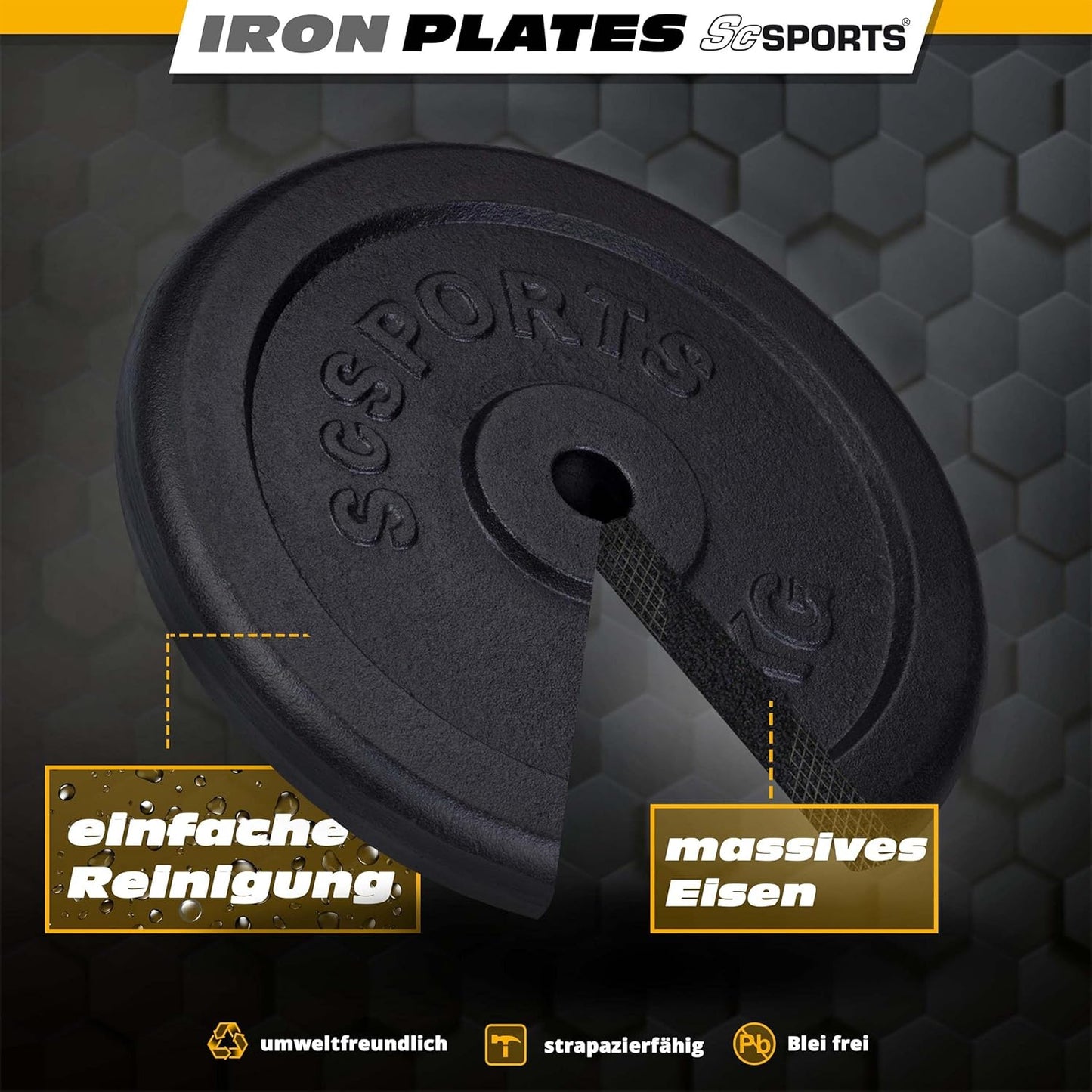 Hantelscheiben Set Gusseisen 40 - 120 kg - Gorilla Sports DE
