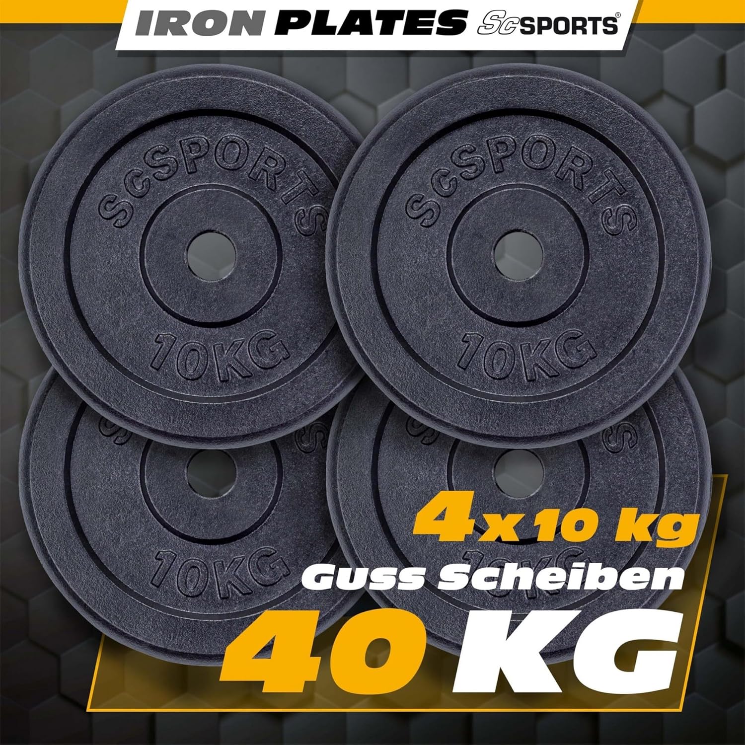Hantelscheiben Set Gusseisen 15 - 60 kg - Gorilla Sports DE