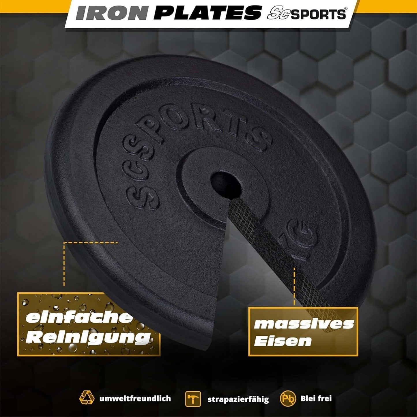 Hantelscheiben Set Gusseisen 15 - 60 kg - Gorilla Sports DE