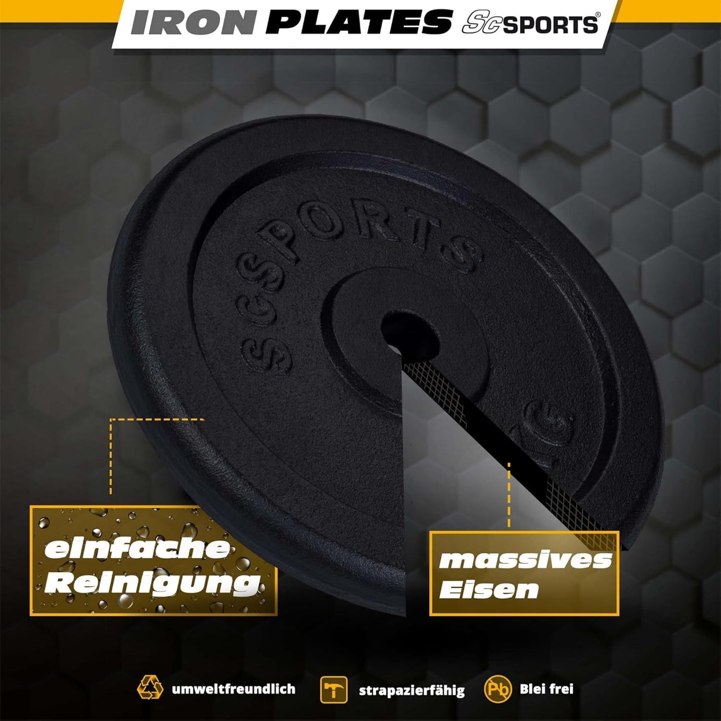 Hantelscheiben Set Gusseisen 15 - 60 kg - Gorilla Sports DE