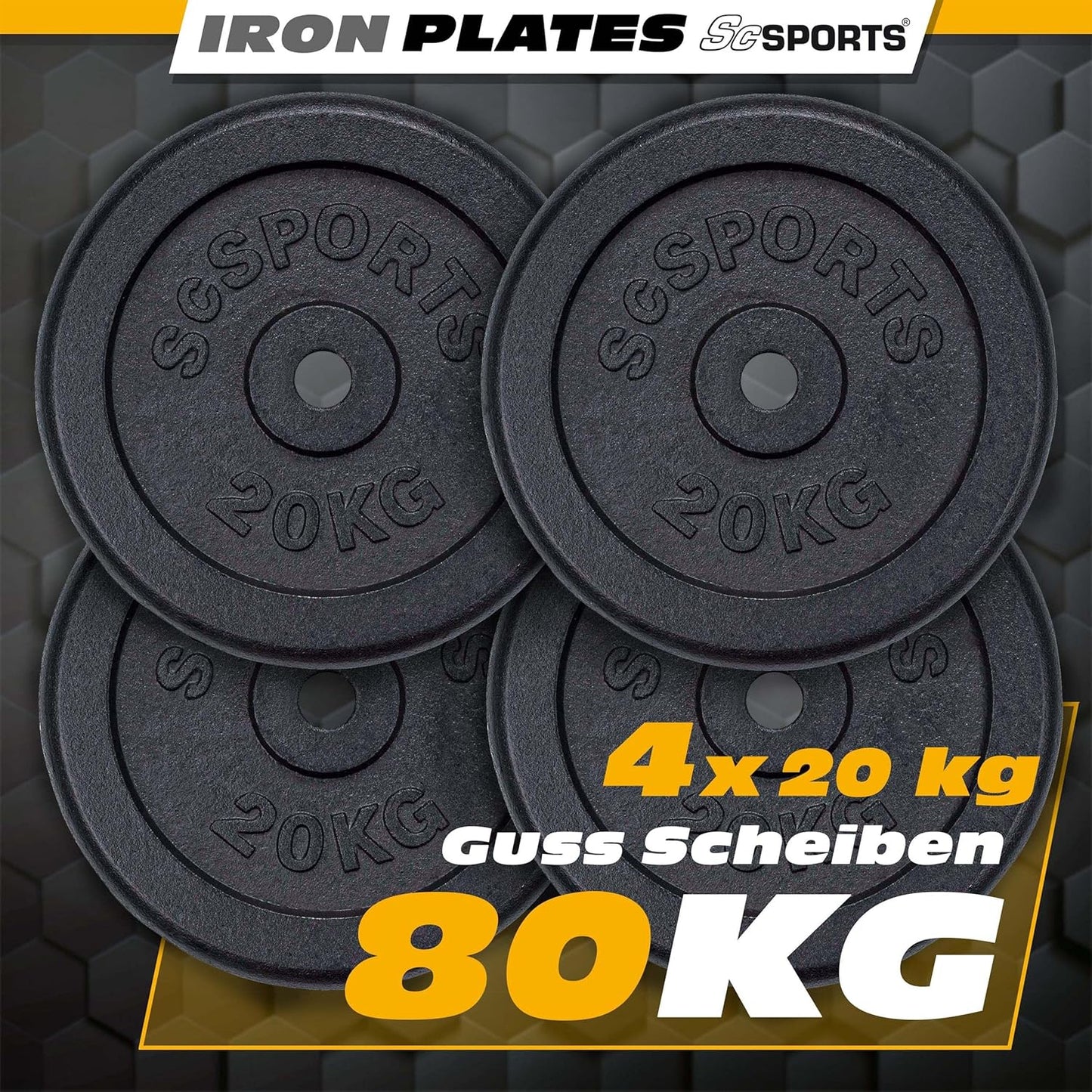 Hantelscheiben Set Gusseisen 40 - 120 kg - Gorilla Sports DE