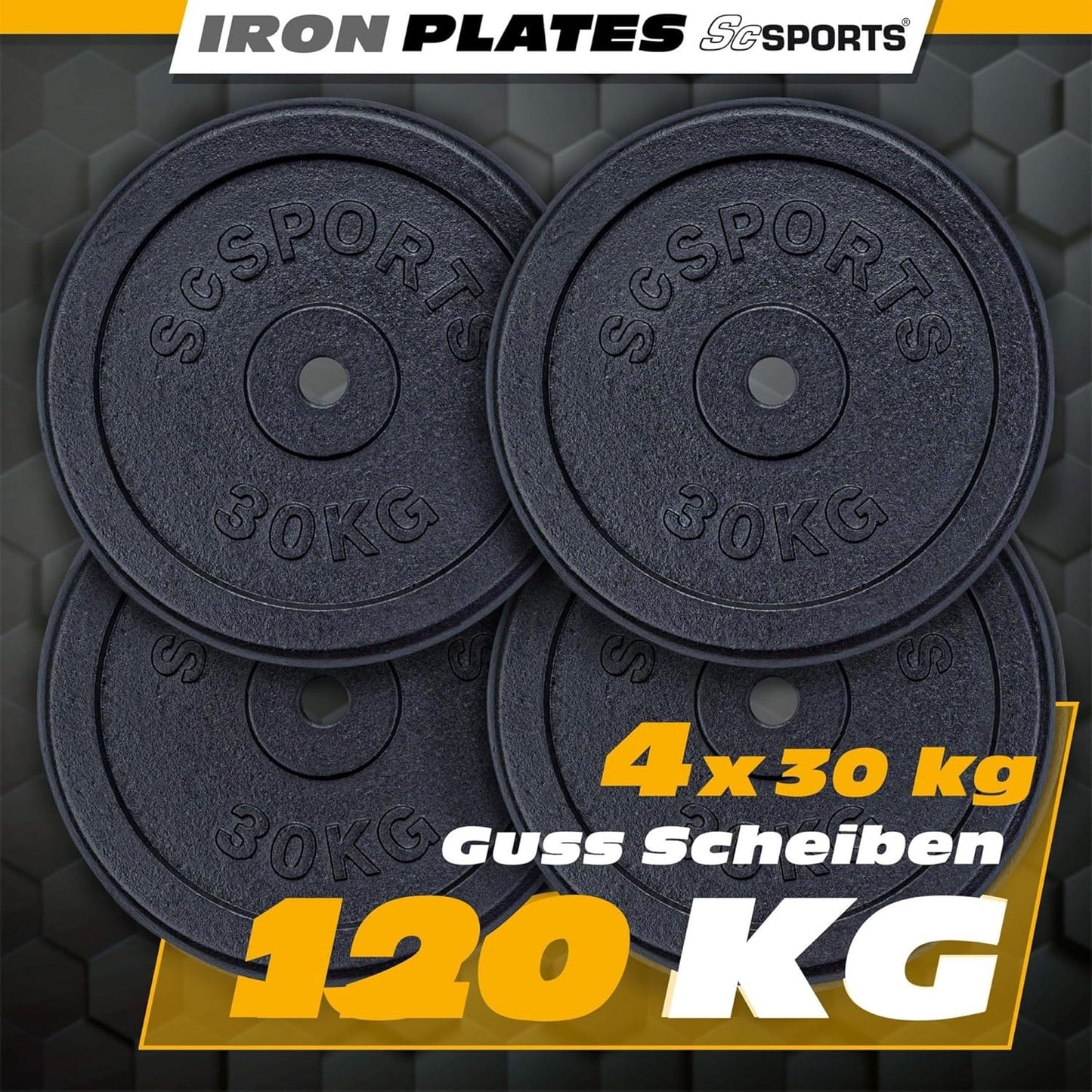 Hantelscheiben Set Gusseisen 40 - 120 kg - Gorilla Sports DE
