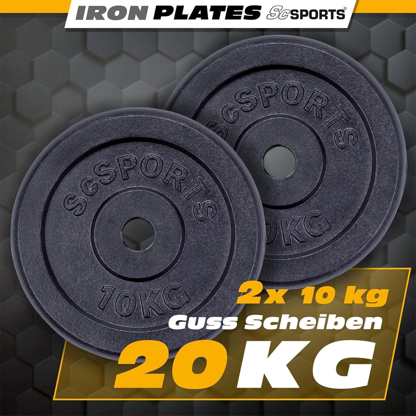Hantelscheiben Set Gusseisen 15 - 60 kg - Gorilla Sports DE