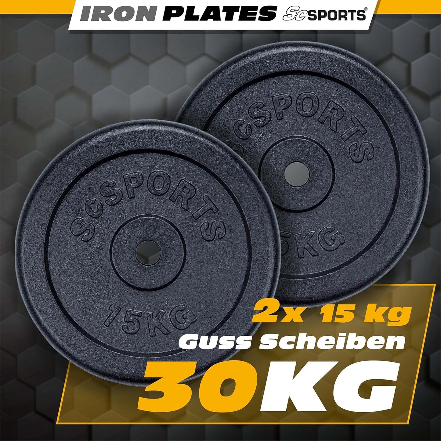 Hantelscheiben Set Gusseisen 15 - 60 kg - Gorilla Sports DE