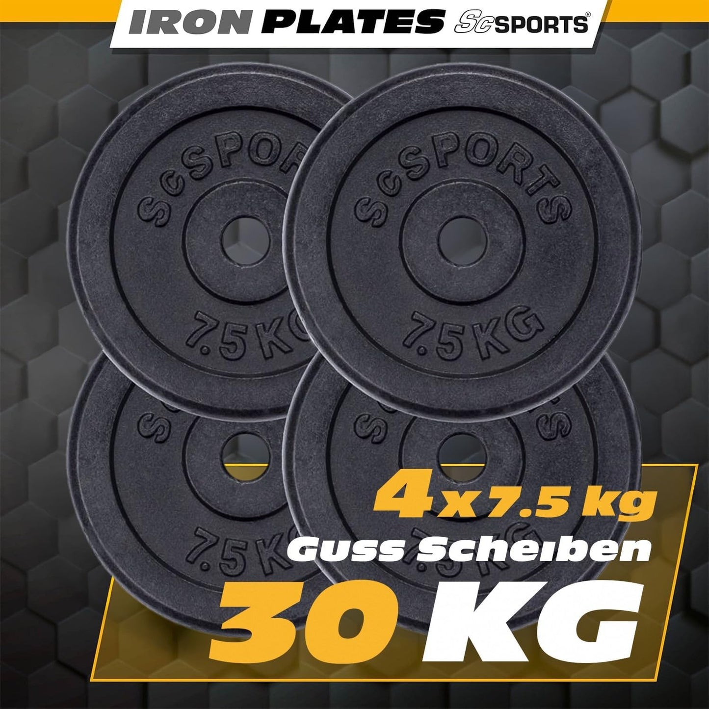 Hantelscheiben Set Gusseisen 15 - 60 kg - Gorilla Sports DE