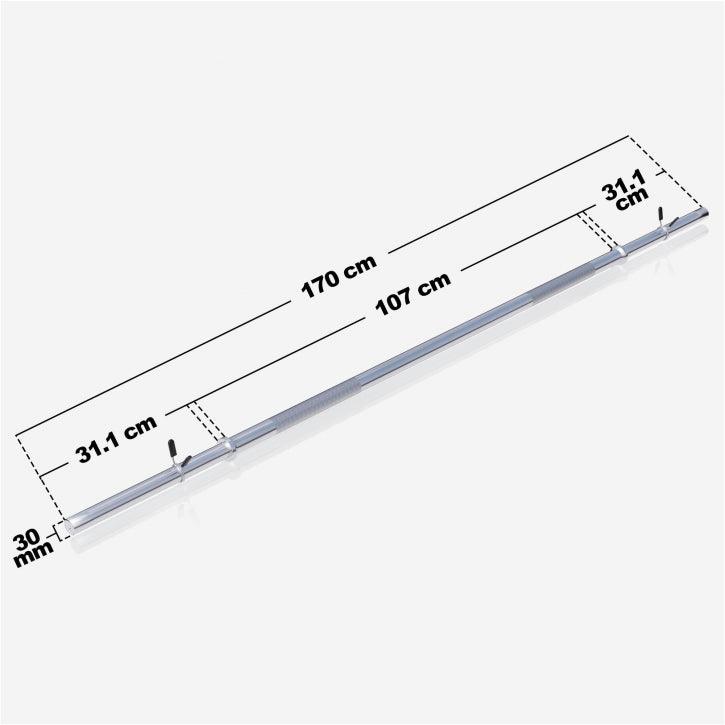 Langhantelstange Chrom 170 cm mit Federverschluss - Gorilla Sports DE