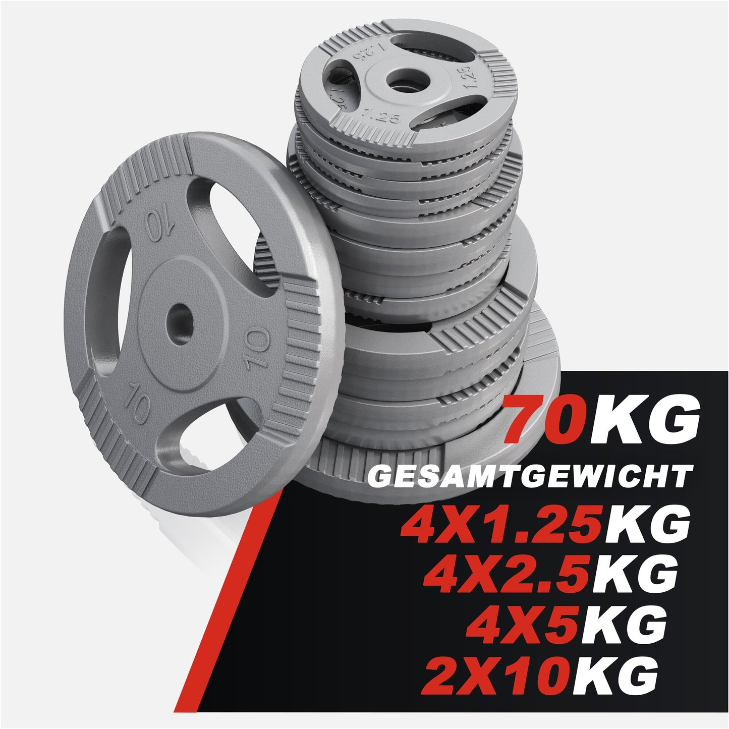 SZ-Curlset Gusseisen Gripper 70 kg - Gorilla Sports DE