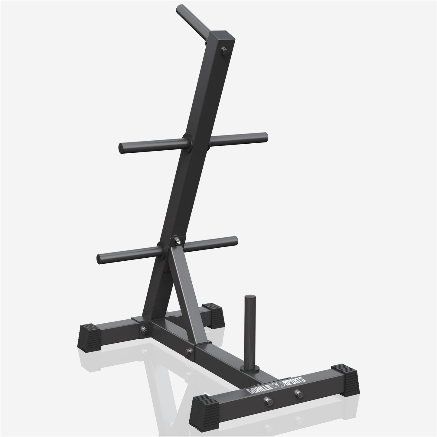 Scheibenständer Hantelbaum mit 4 Stangen 30/31 mm Schwarz/Weiß - Gorilla Sports DE