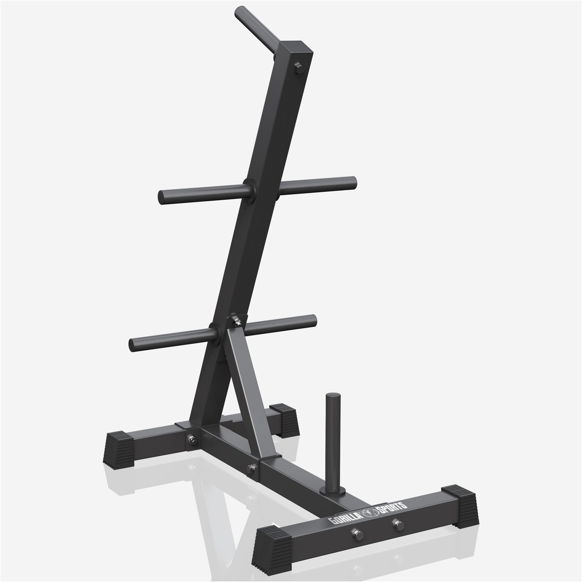 Scheibenständer Hantelbaum mit 4 Stangen 30/31 mm Schwarz/Weiß - Gorilla Sports DE