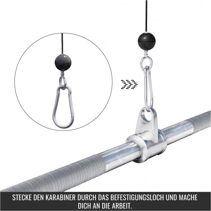 Latzug Stange gerade Hufgriff inkl. Drehgelenk Chrom - Gorilla Sports DE