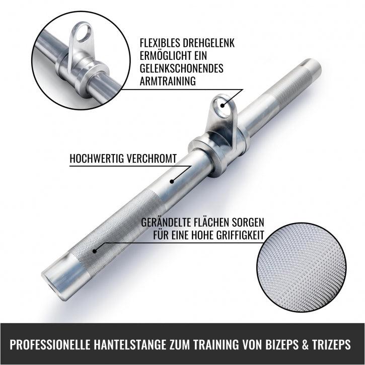 Trizeps Bizeps Stange mit Drehgelenk aus Chrom - Gorilla Sports DE