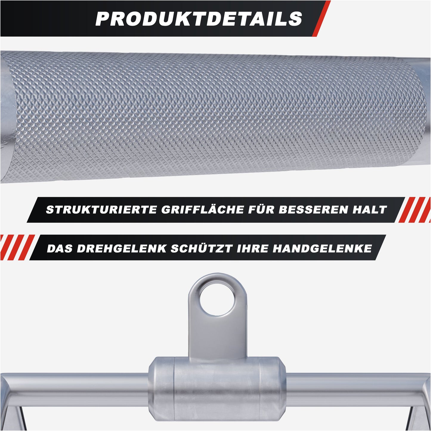 Parallel Griff/Rudergriff inkl. Gelenk aus Chrom - Gorilla Sports DE