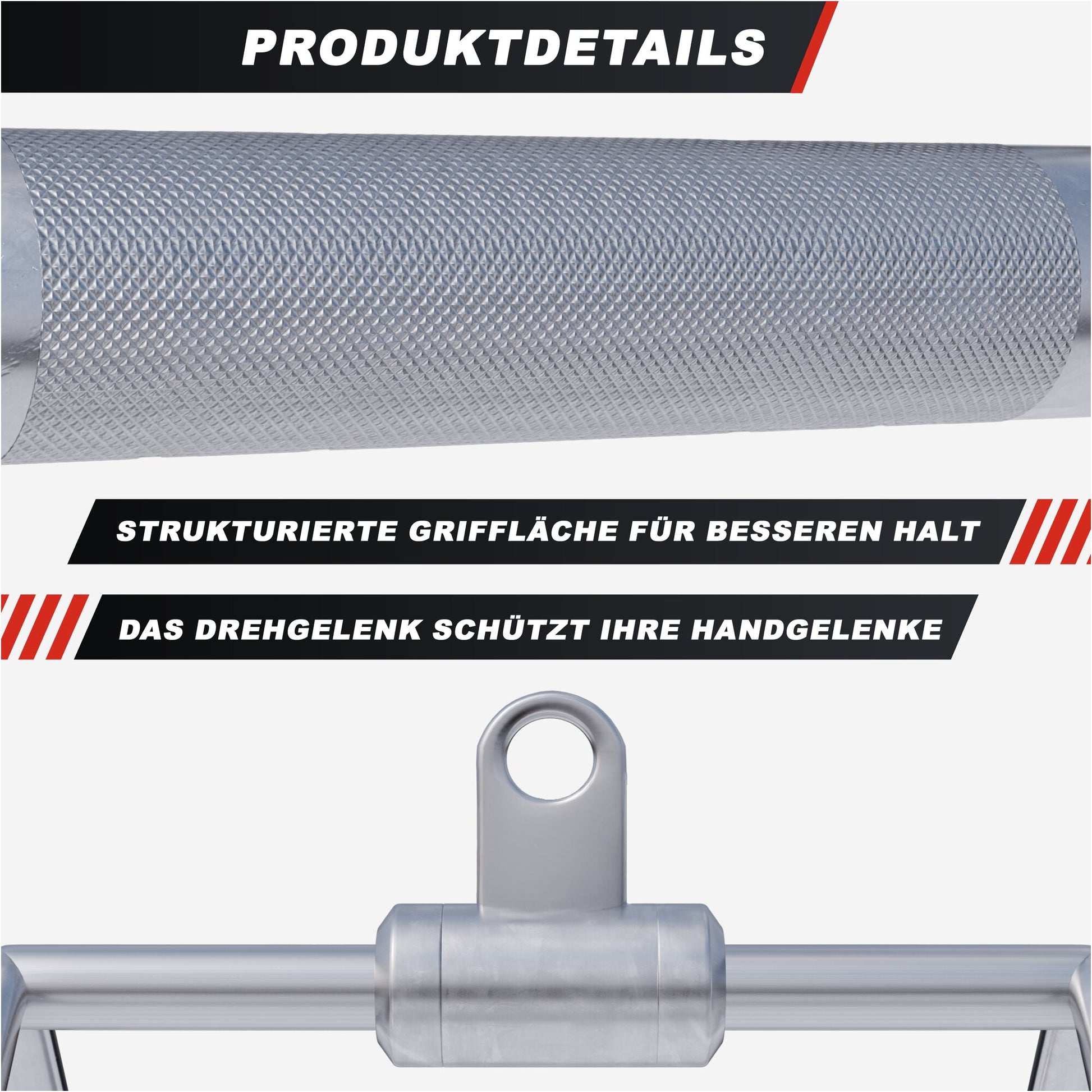 Parallel Griff/Rudergriff inkl. Gelenk aus Chrom - Gorilla Sports DE