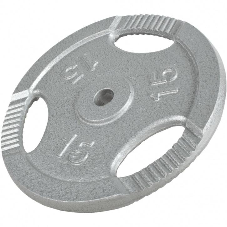 Hantelscheibe Guss Gripper - 2,5-45 lb (1,1-20,4 kg), 1" (25,4 mm), Gusseisen, Silber - Gorilla Sports DE