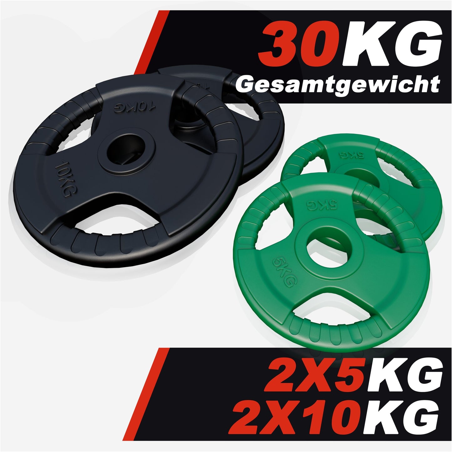 Hantelscheibe 50/51mm Olympia Gummi Gripper 1,25-25 KG - Gorilla Sports DE
