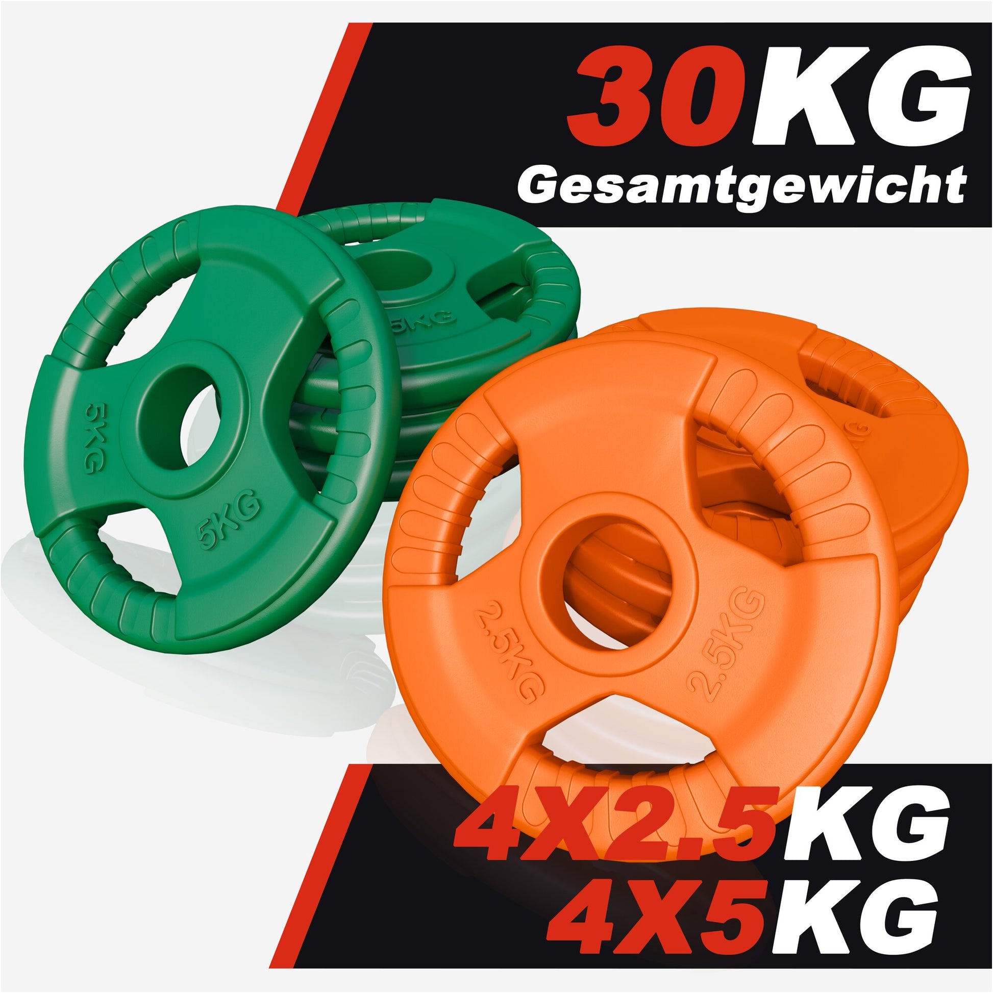 Hantelscheibe 50/51mm Olympia Gummi Gripper 1,25-25 KG - Gorilla Sports DE