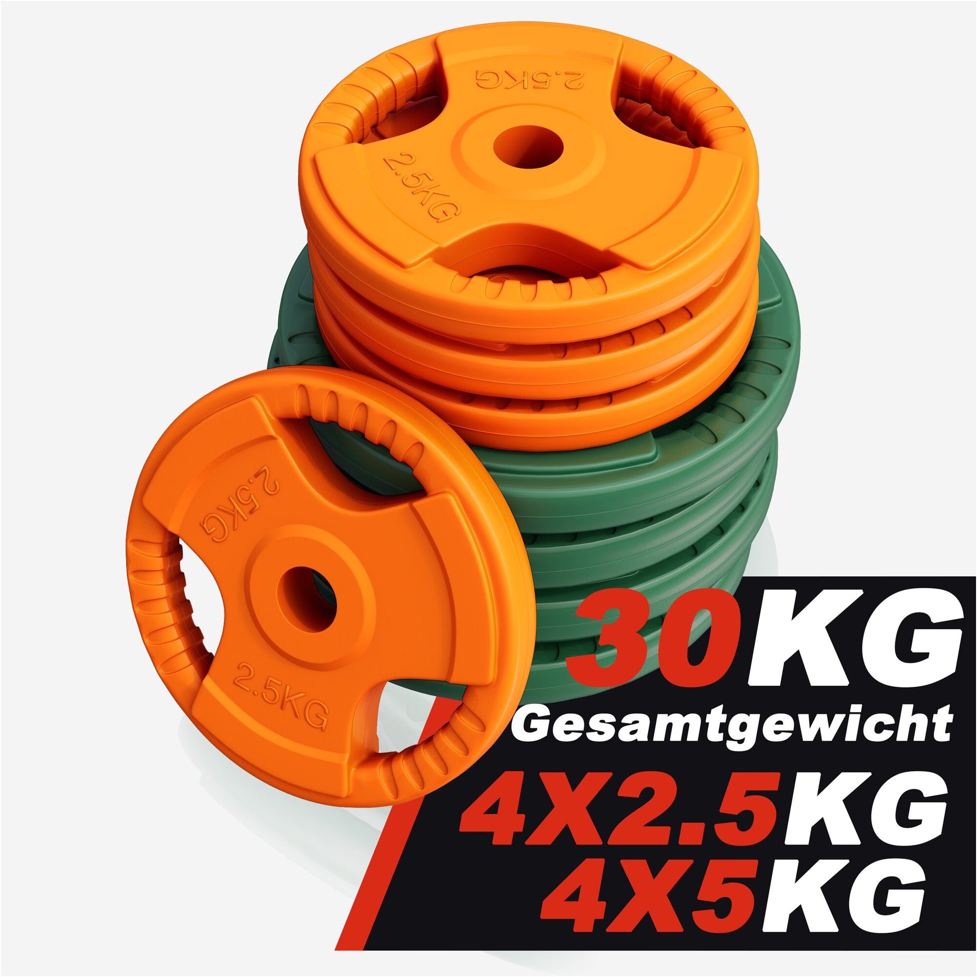 Hantelscheibe 30/31 mm Gummi Gripper 1,25-25 KG - Gorilla Sports DE