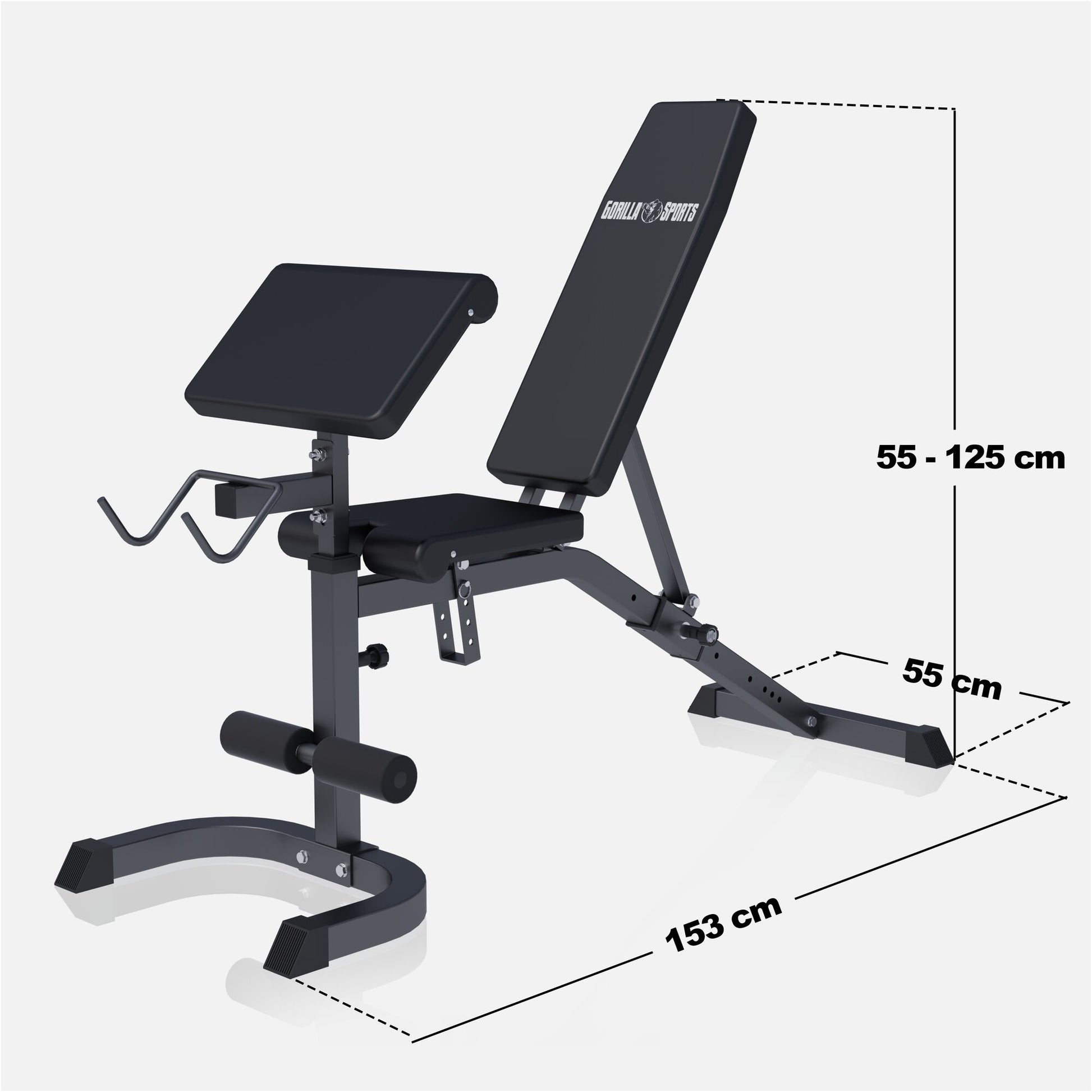 Verstellbare Schrägbank mit Curlpult Weiß/Schwarz - Gorilla Sports DE
