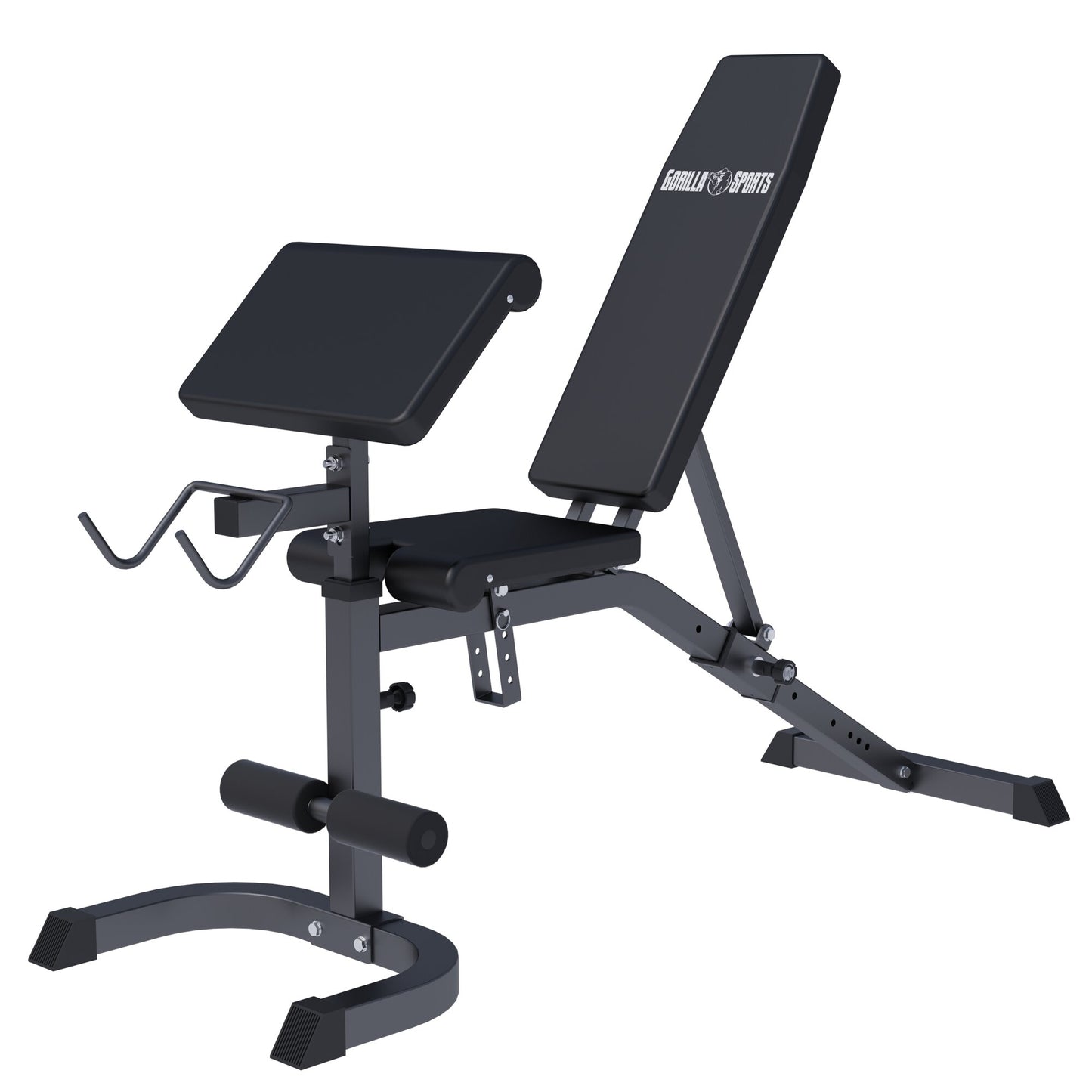 Verstellbare Schrägbank mit Curlpult Weiß/Schwarz - Gorilla Sports DE