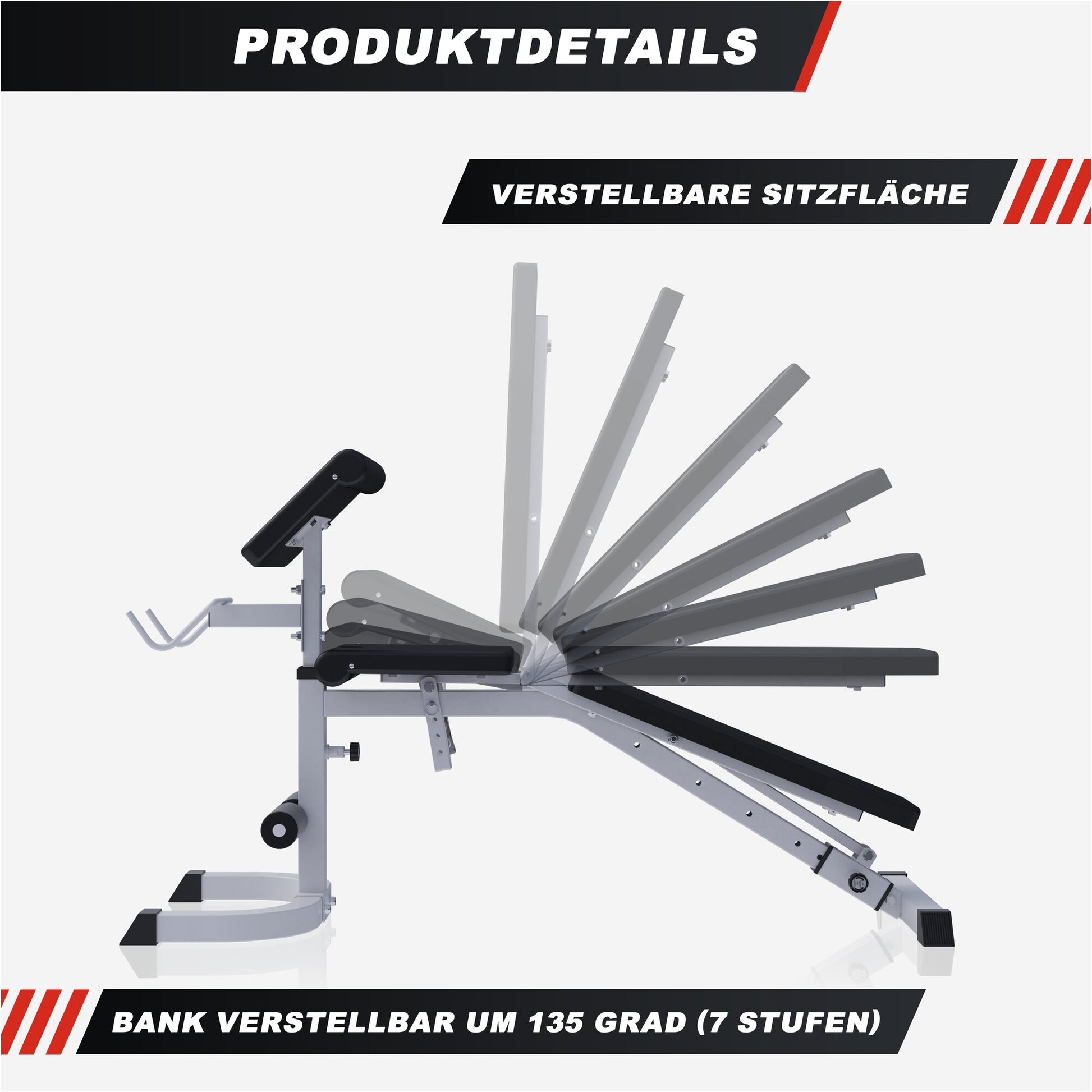 Verstellbare Schrägbank mit Curlpult Weiß/Schwarz - Gorilla Sports DE