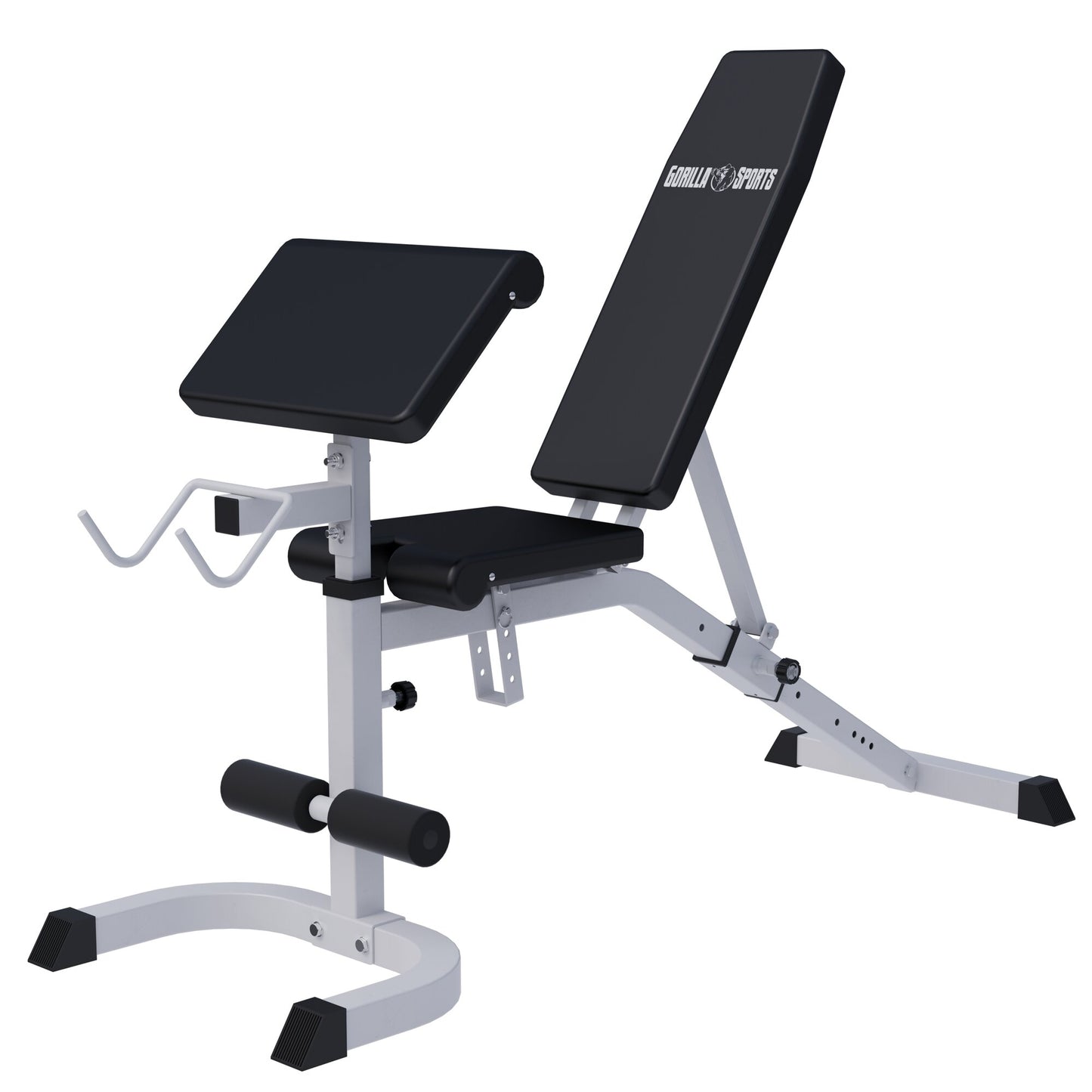 Verstellbare Schrägbank mit Curlpult Weiß/Schwarz - Gorilla Sports DE