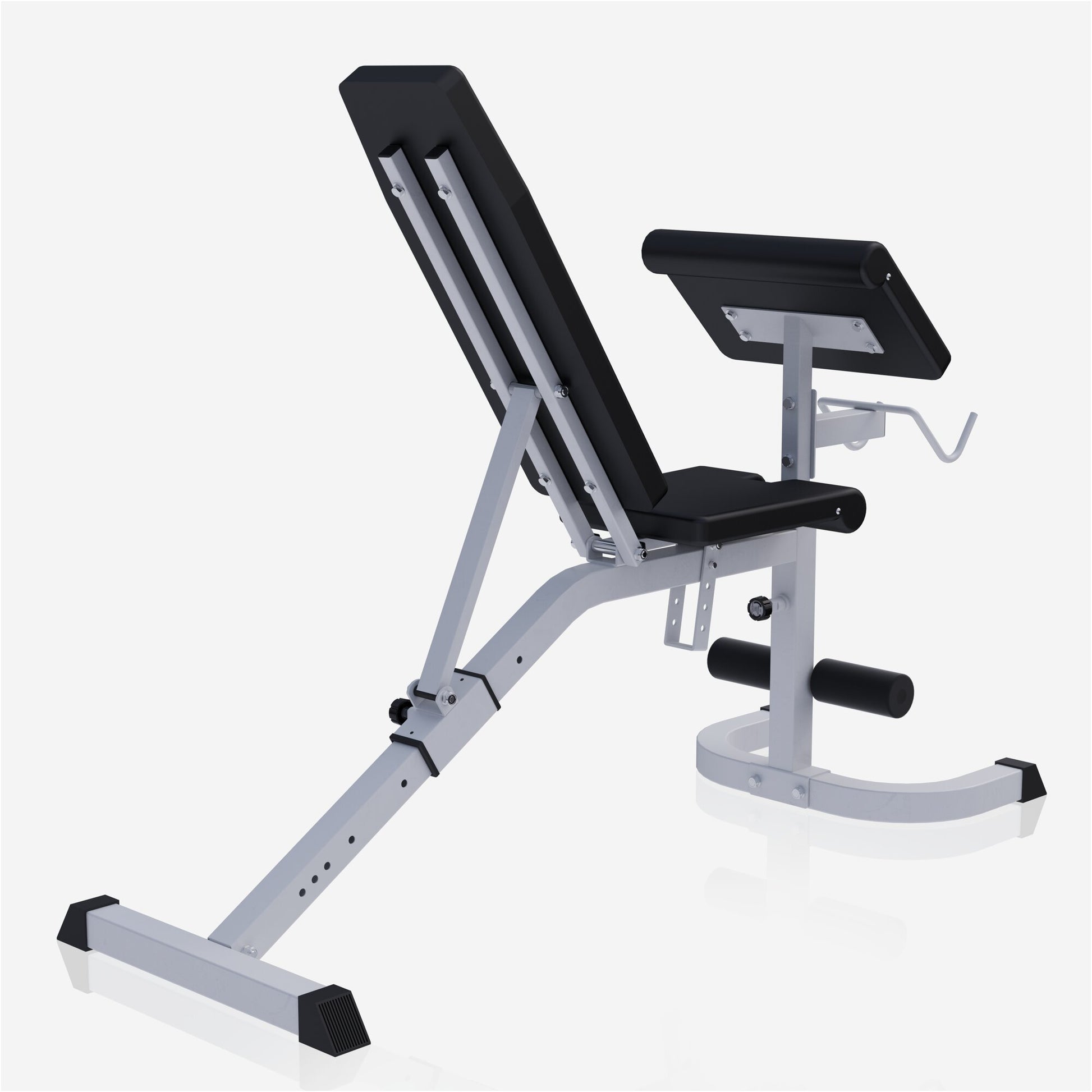 Verstellbare Schrägbank mit Curlpult Weiß/Schwarz - Gorilla Sports DE