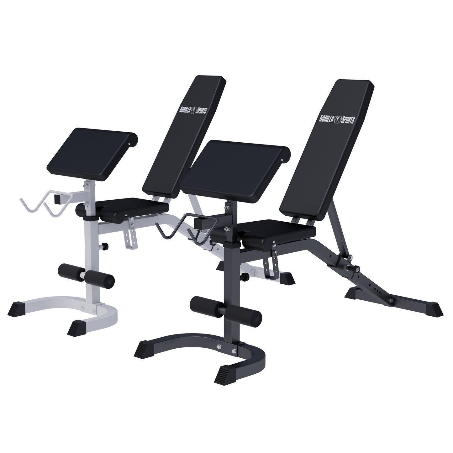 Verstellbare Schrägbank mit Curlpult Weiß/Schwarz - Gorilla Sports DE