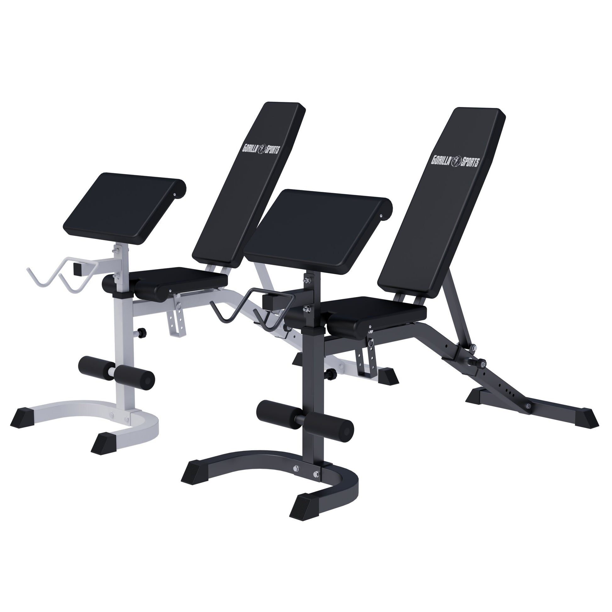 Verstellbare Schrägbank mit Curlpult Weiß/Schwarz - Gorilla Sports DE