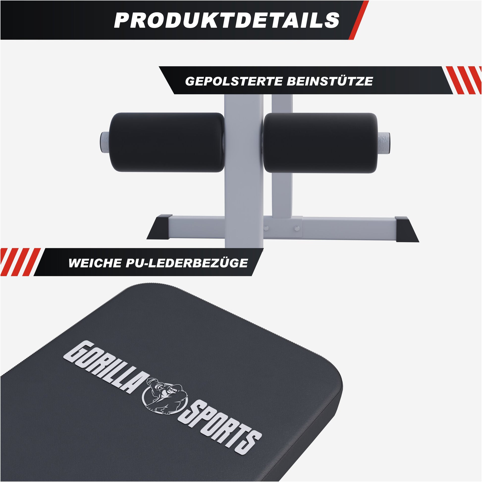 Sit Up Hantelbank Weiss/Schwarz - Gorilla Sports DE