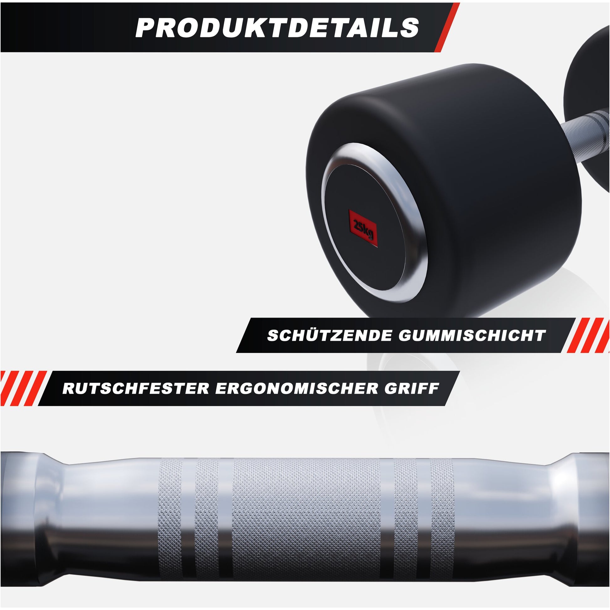 Kurzhantel Profi Gummi 2,5-50 KG - Gorilla Sports DE