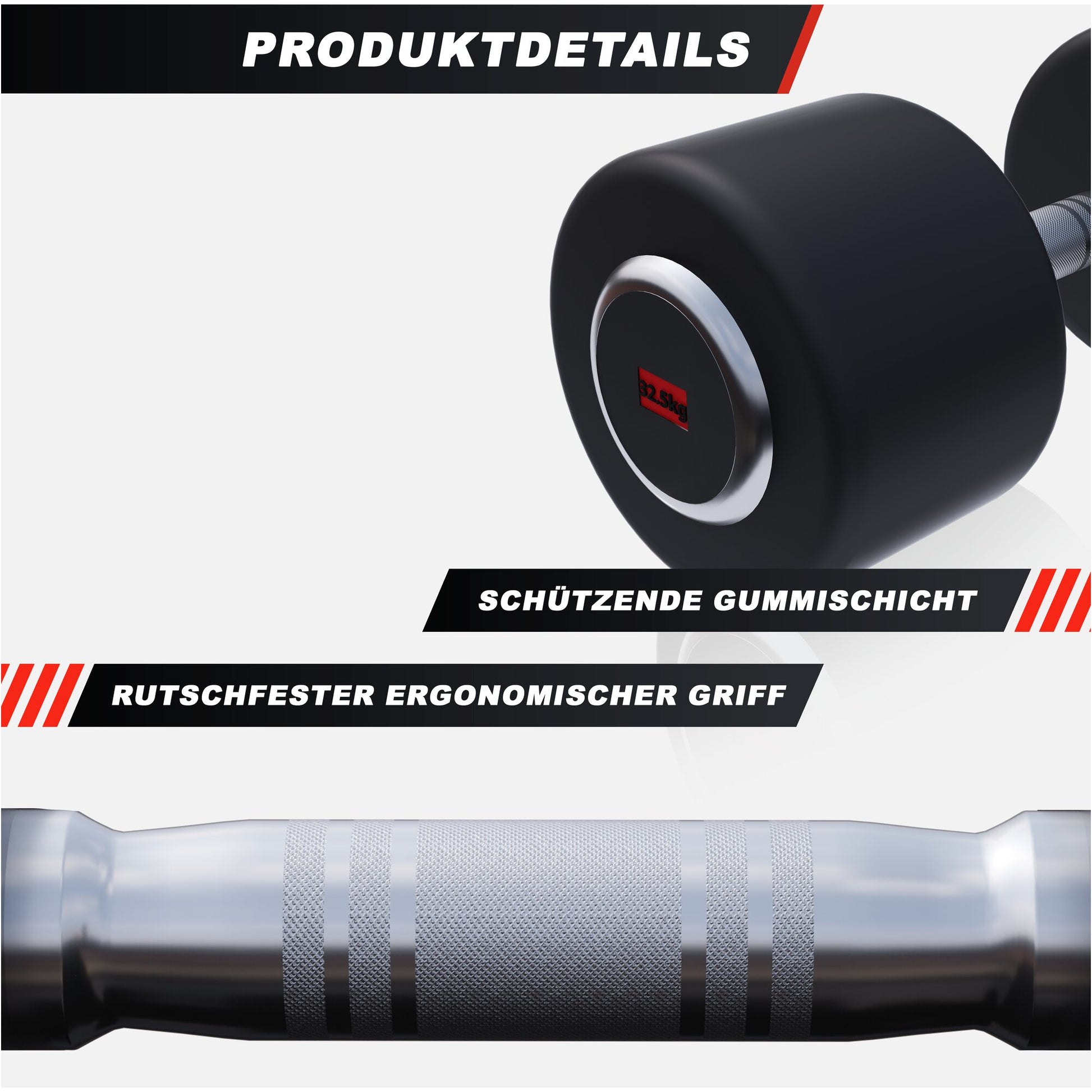 Kurzhantel Profi Gummi 2,5-50 KG - Gorilla Sports DE