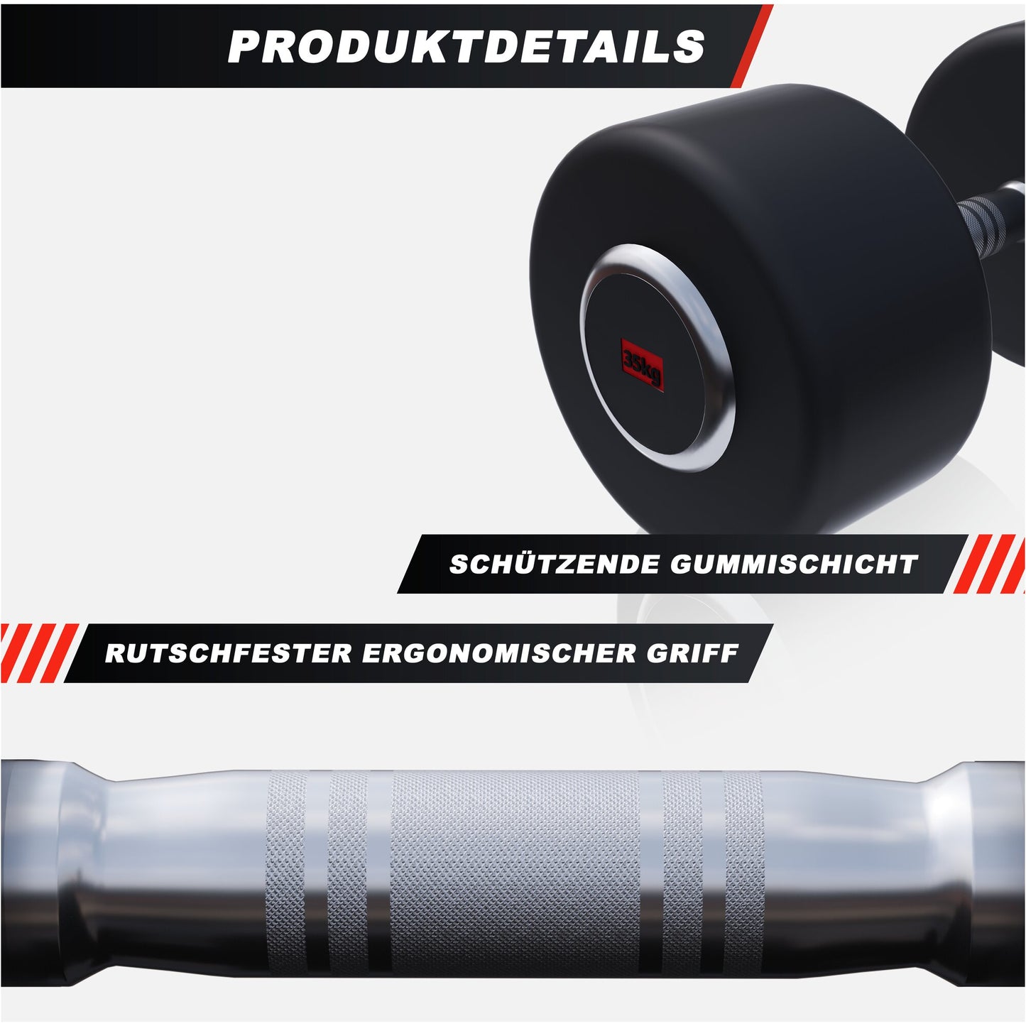 Kurzhantel Profi Gummi 2,5-50 KG - Gorilla Sports DE