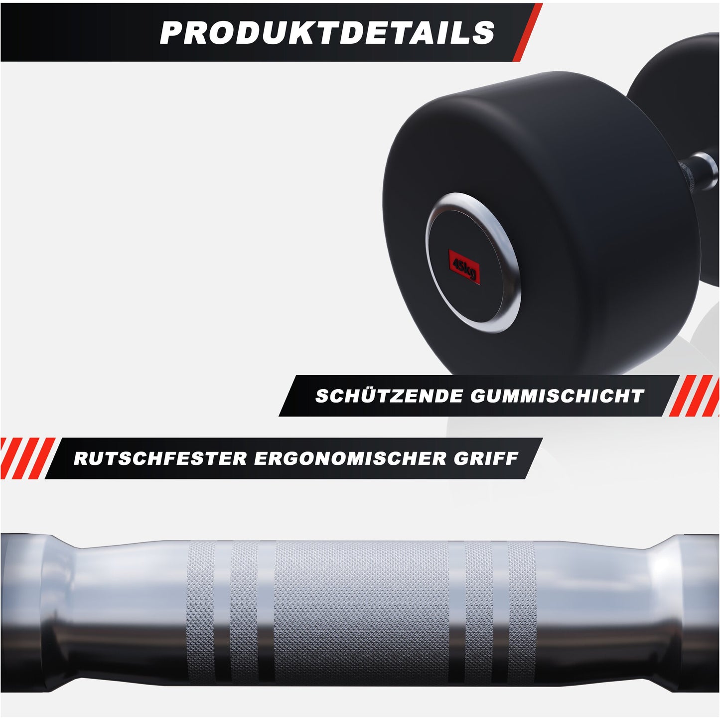 Kurzhantel Profi Gummi 2,5-50 KG - Gorilla Sports DE