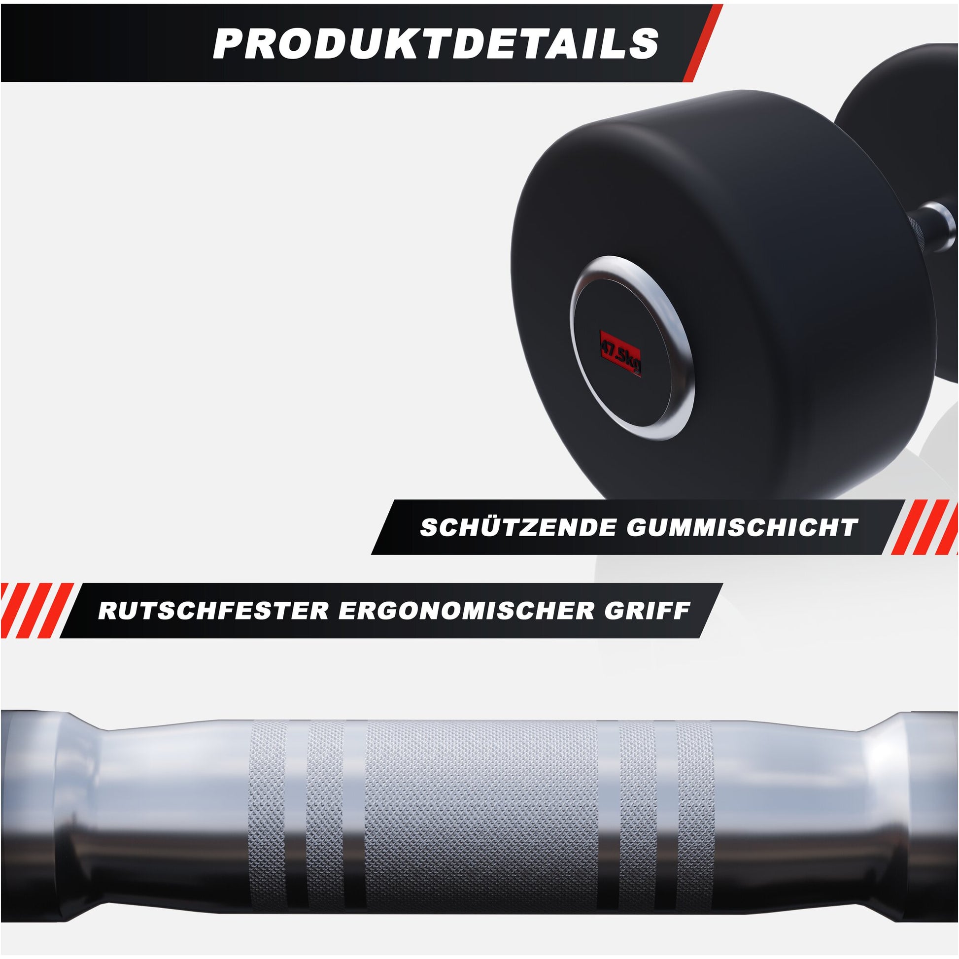 Kurzhantel Profi Gummi 2,5-50 KG - Gorilla Sports DE