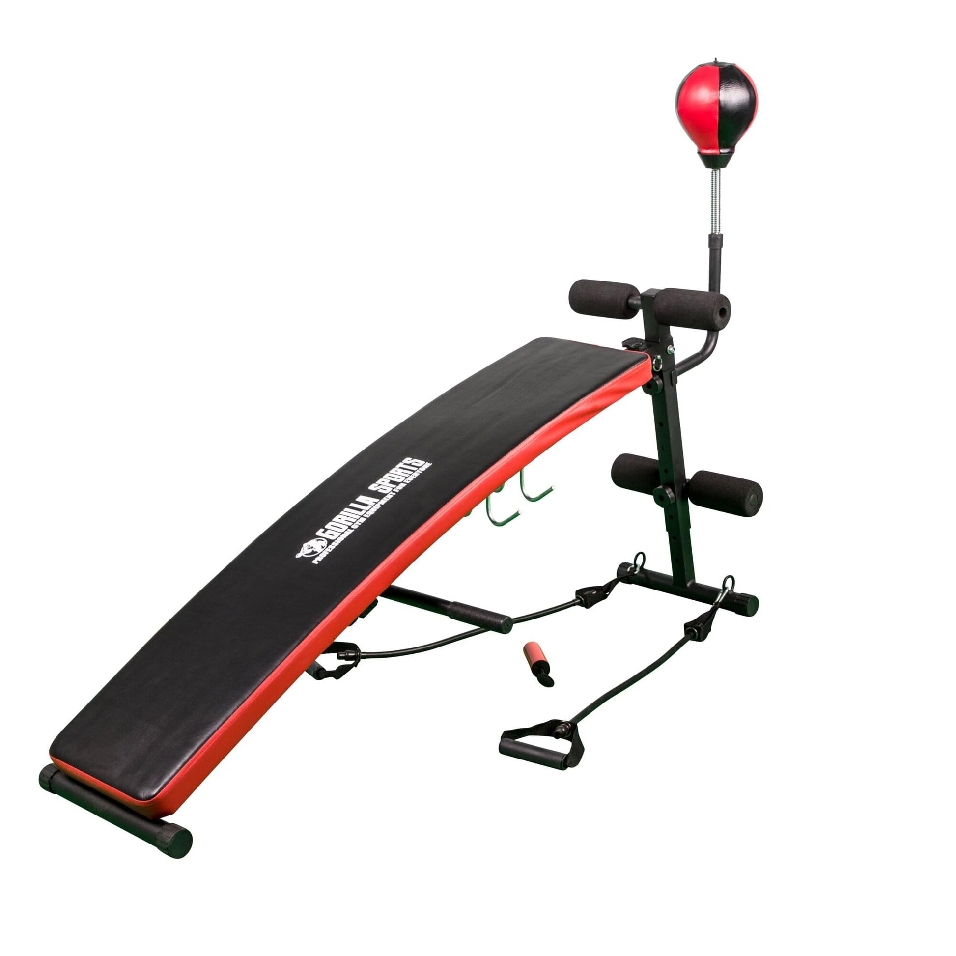 Sit Up Bank mit Punching Ball und Widerstandsbändern - Gorilla Sports DE