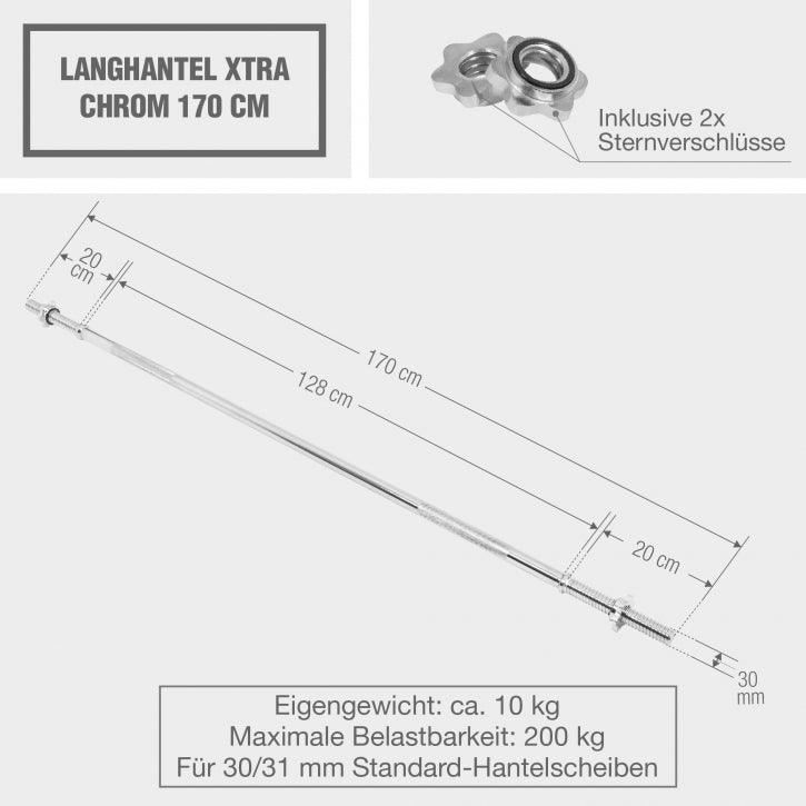 Langhantel Xtra Chrom mit 170 cm - Gorilla Sports DE