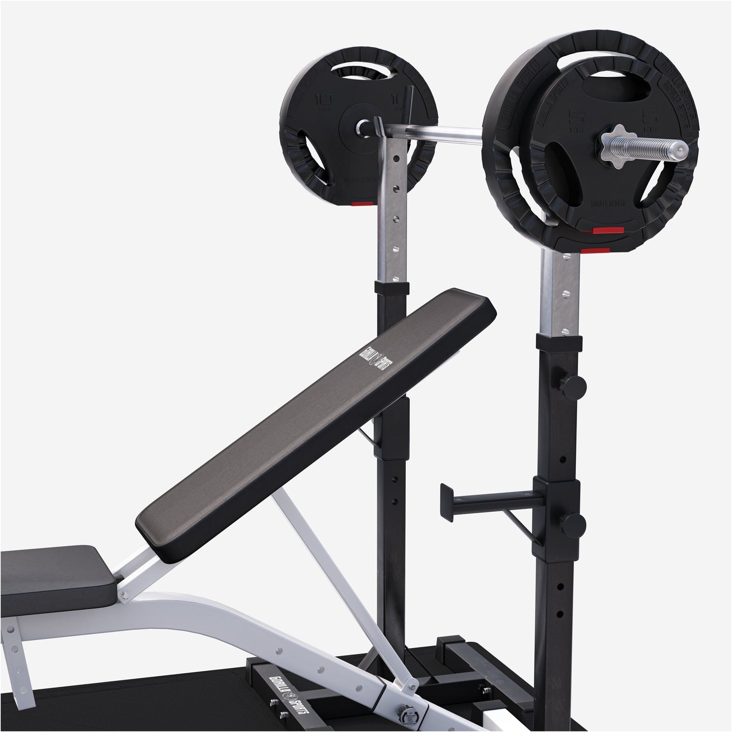 Schrägbank mit Squat Rack inkl, Langhantel Set 75 kg