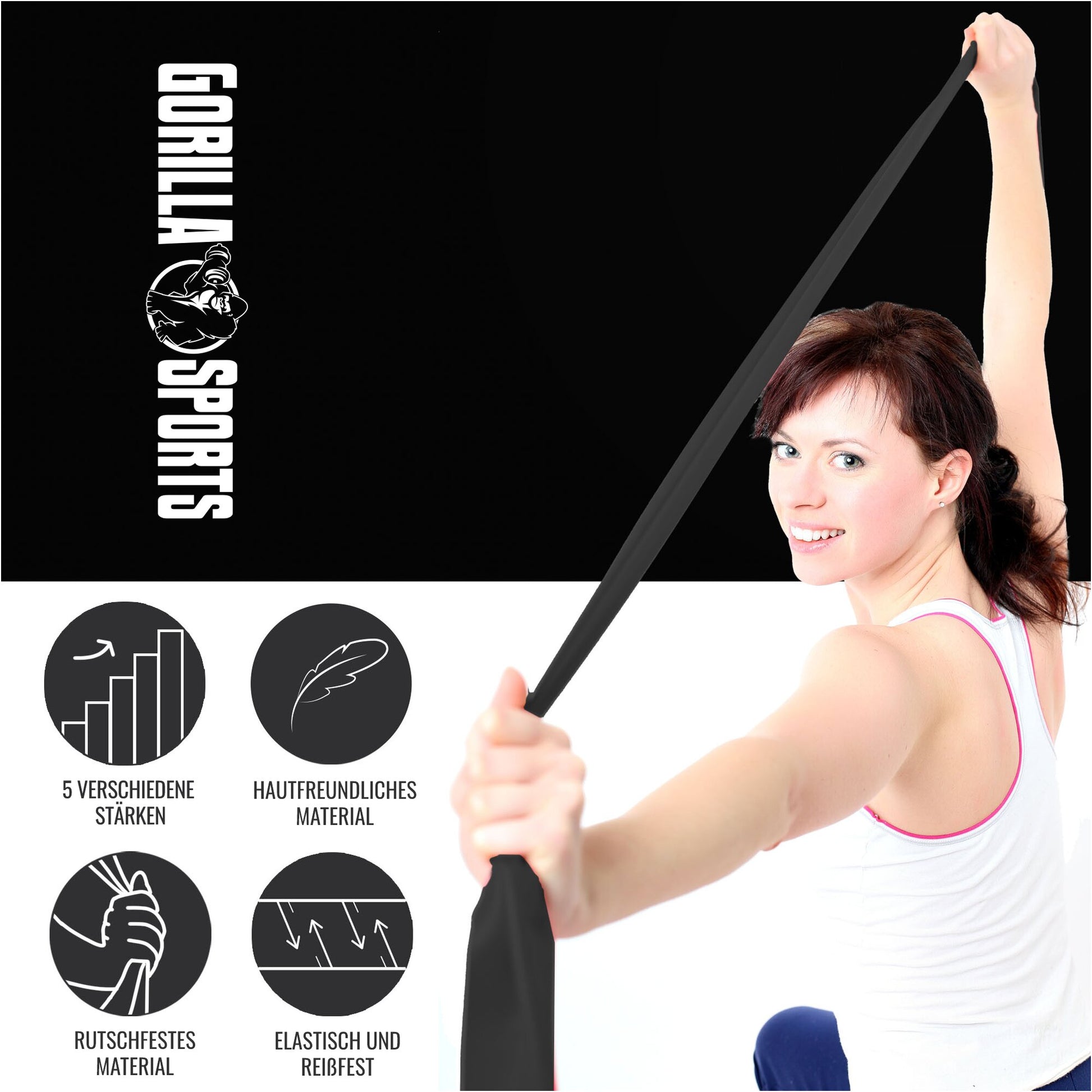 Widerstandsbänder Latex 120 - 200 cm - Gorilla Sports DE