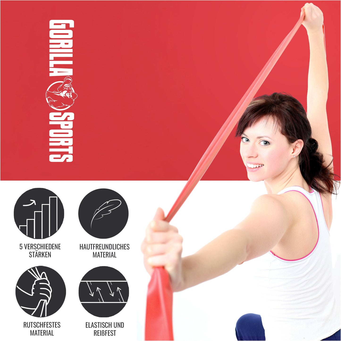 Widerstandsbänder Latex 120 - 200 cm - Gorilla Sports DE