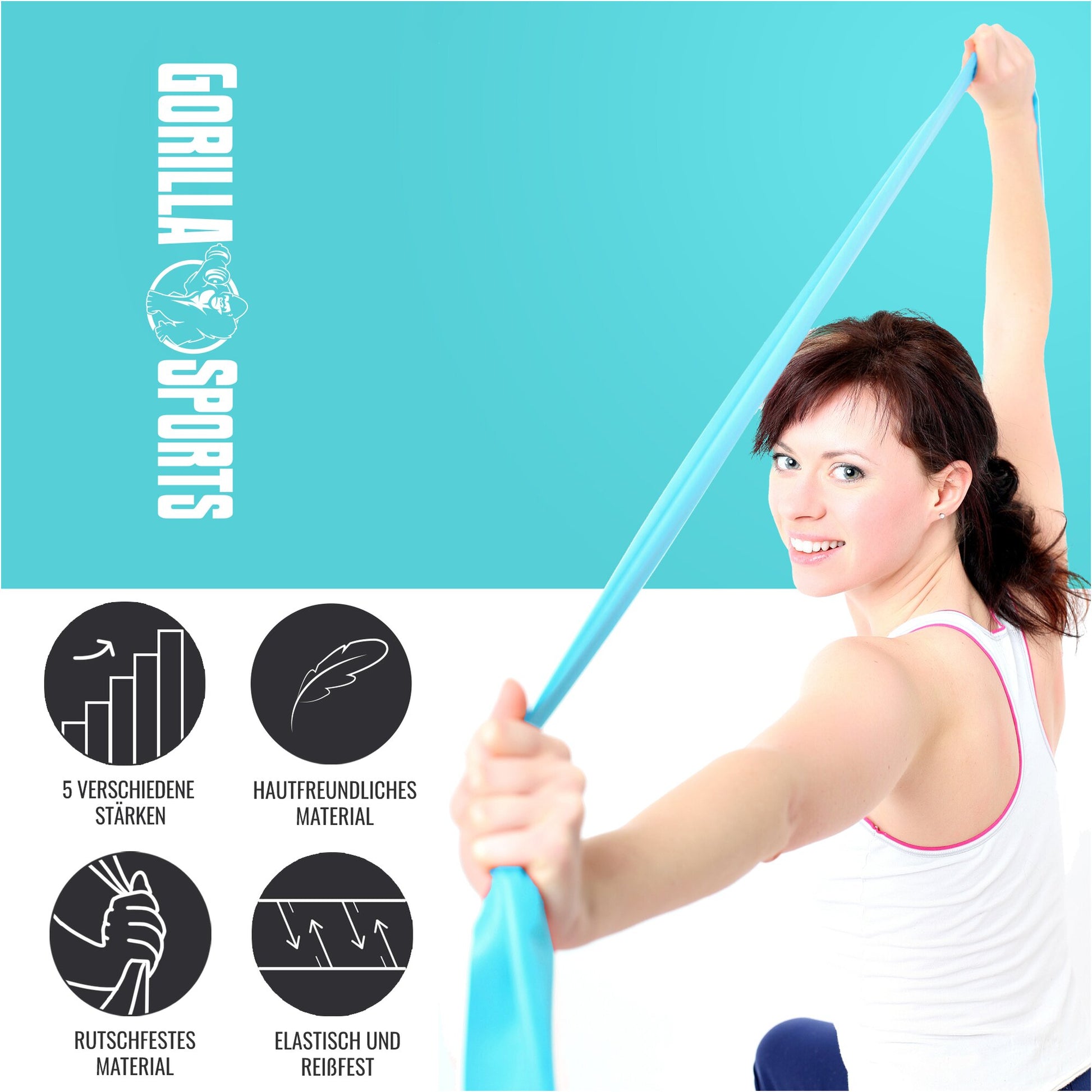 Widerstandsbänder Latex 120 - 200 cm - Gorilla Sports DE