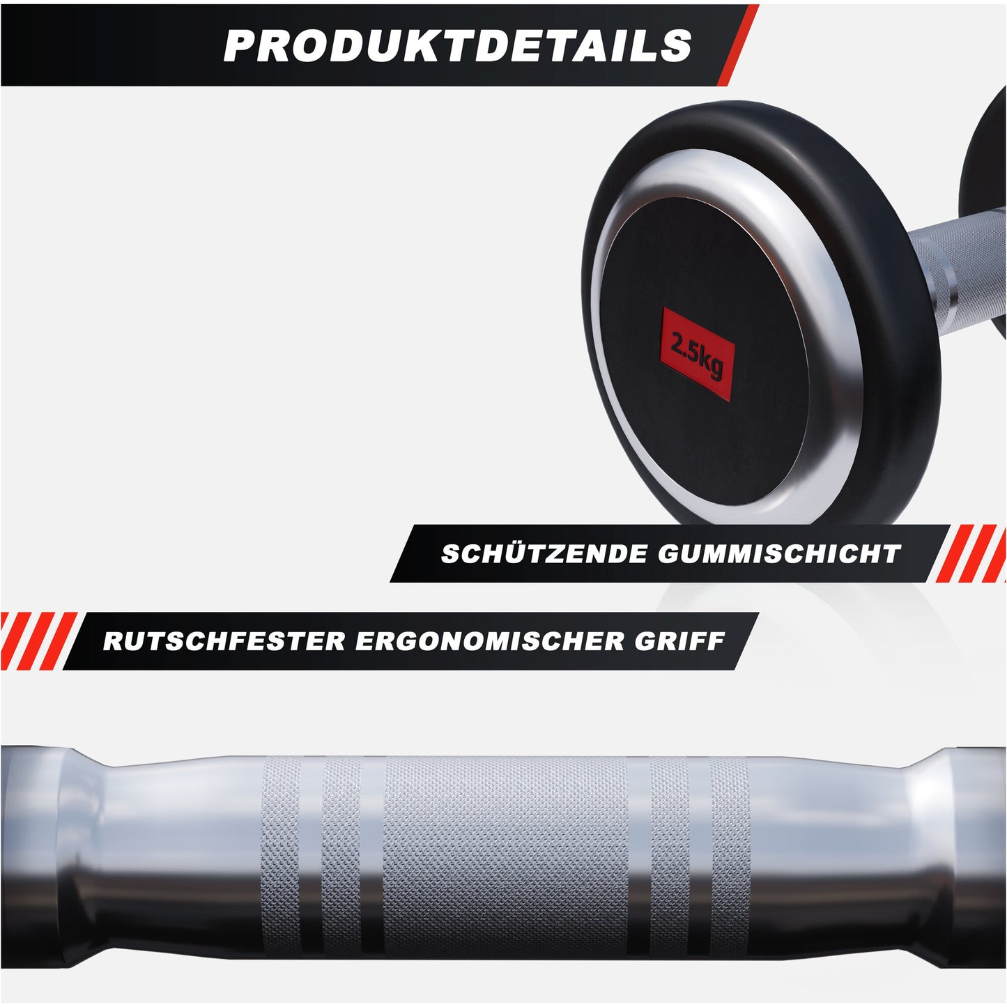 Kurzhantel Profi Gummi 2,5-50 KG - Gorilla Sports DE
