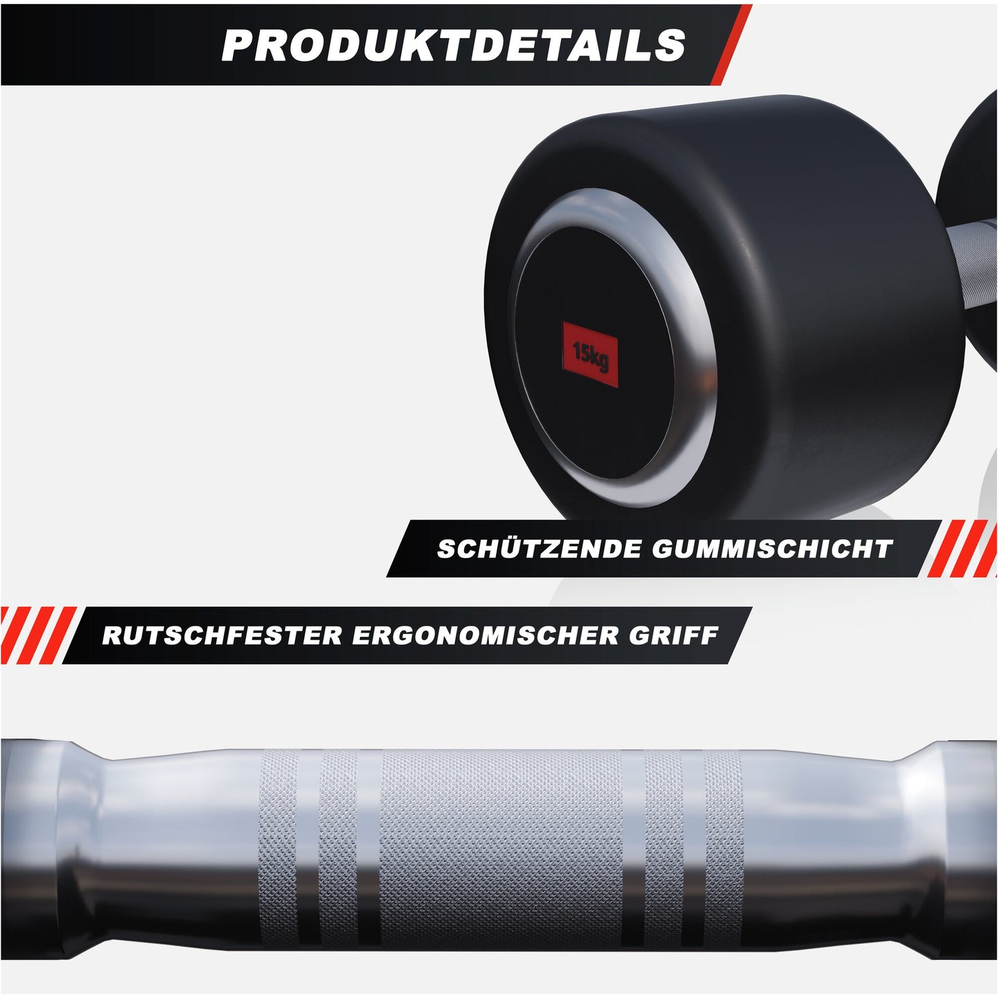 Kurzhantel Profi Gummi 2,5-50 KG - Gorilla Sports DE