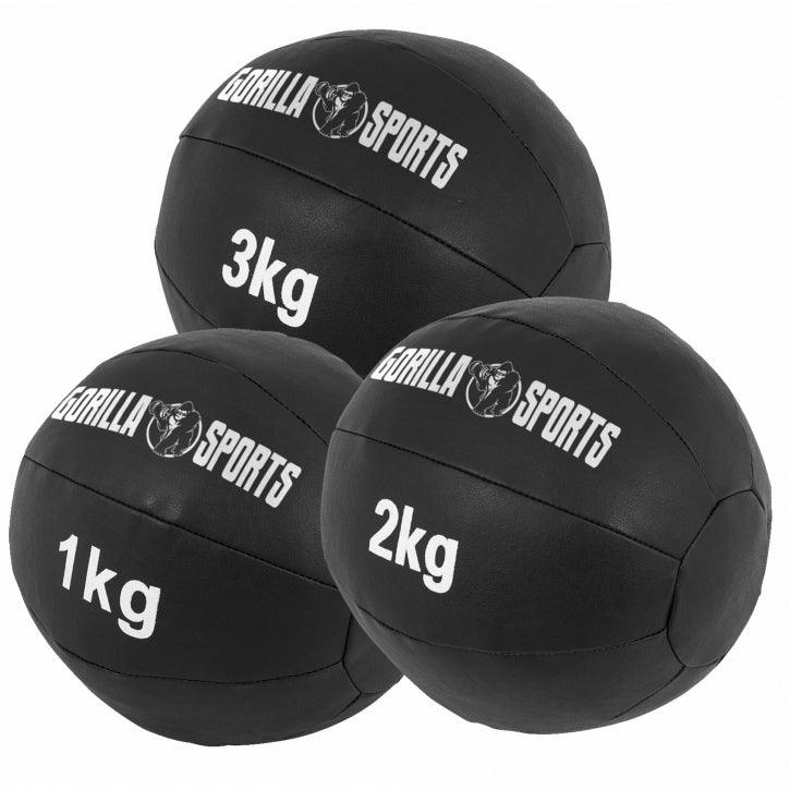 Medizinball aus Leder in Schwarz 1 - 10 kg - Gorilla Sports DE