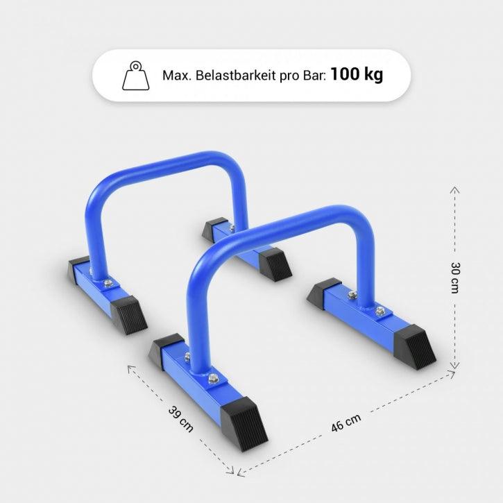 Push Up Parallettes Schwarz/Blau/Rot - Gorilla Sports DE