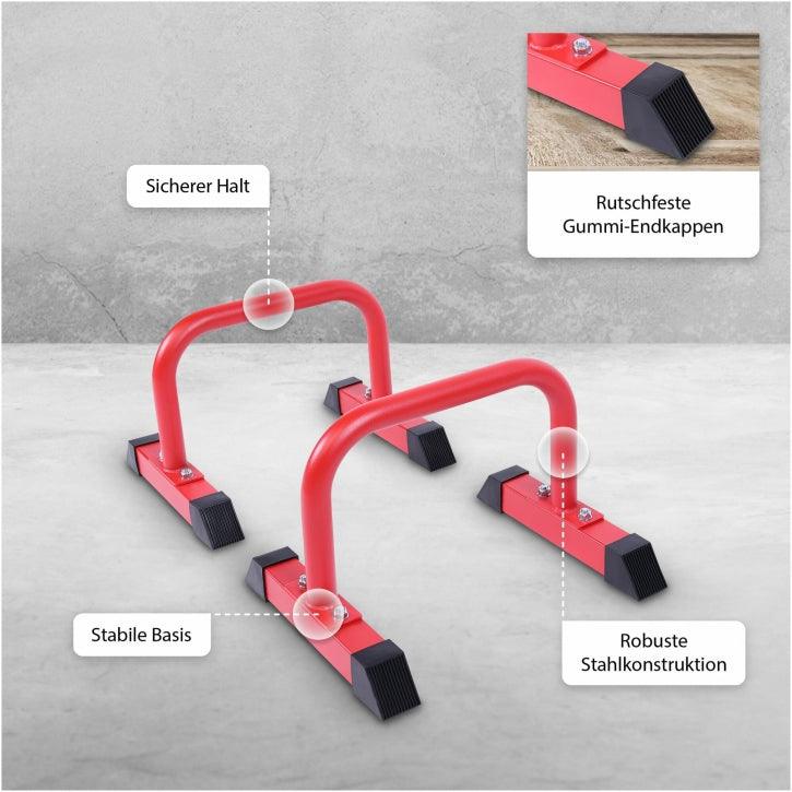 Push Up Parallettes Schwarz/Blau/Rot - Gorilla Sports DE