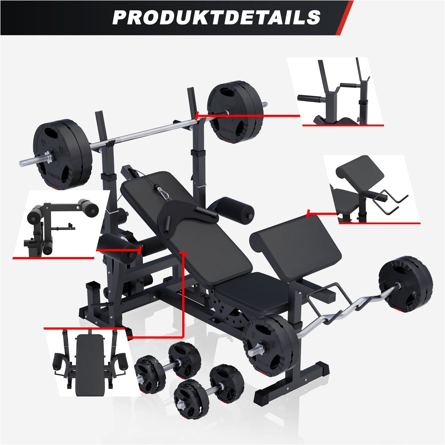 Kraftstation Universal inkl. Hantelset Kunststoff Gripper 100 kg - Gorilla Sports DE