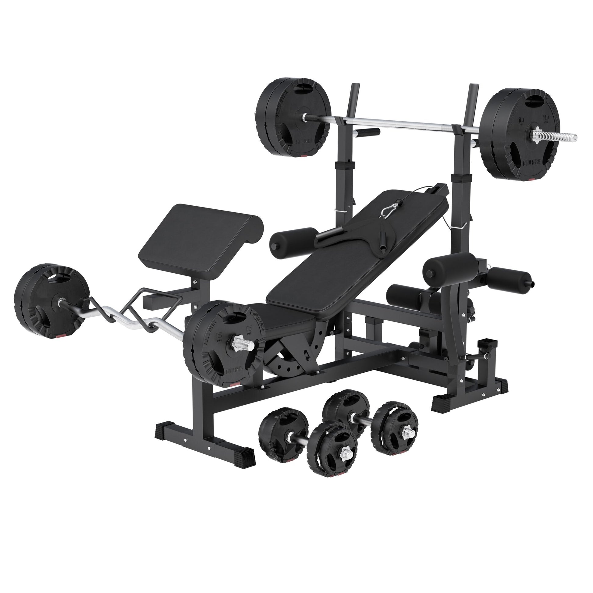 Kraftstation Universal inkl. Hantelset Kunststoff Gripper 100 kg - Gorilla Sports DE