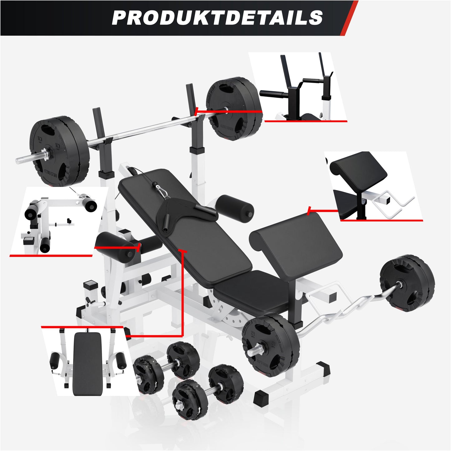 Kraftstation Universal inkl. Hantelset Kunststoff Gripper 100 kg - Gorilla Sports DE